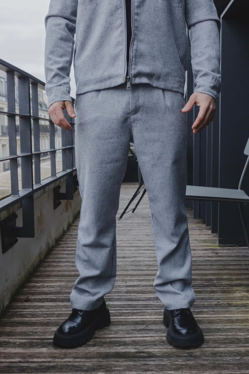 Ensemble veste fermeture éclair et pantalon class gris | Lyon