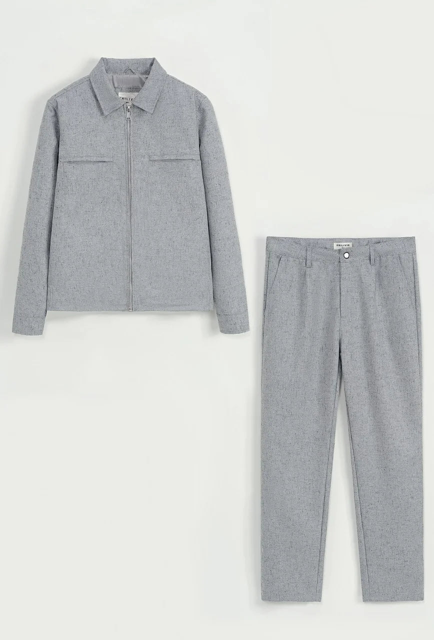 Ensemble veste fermeture éclair et pantalon class gris | Lyon