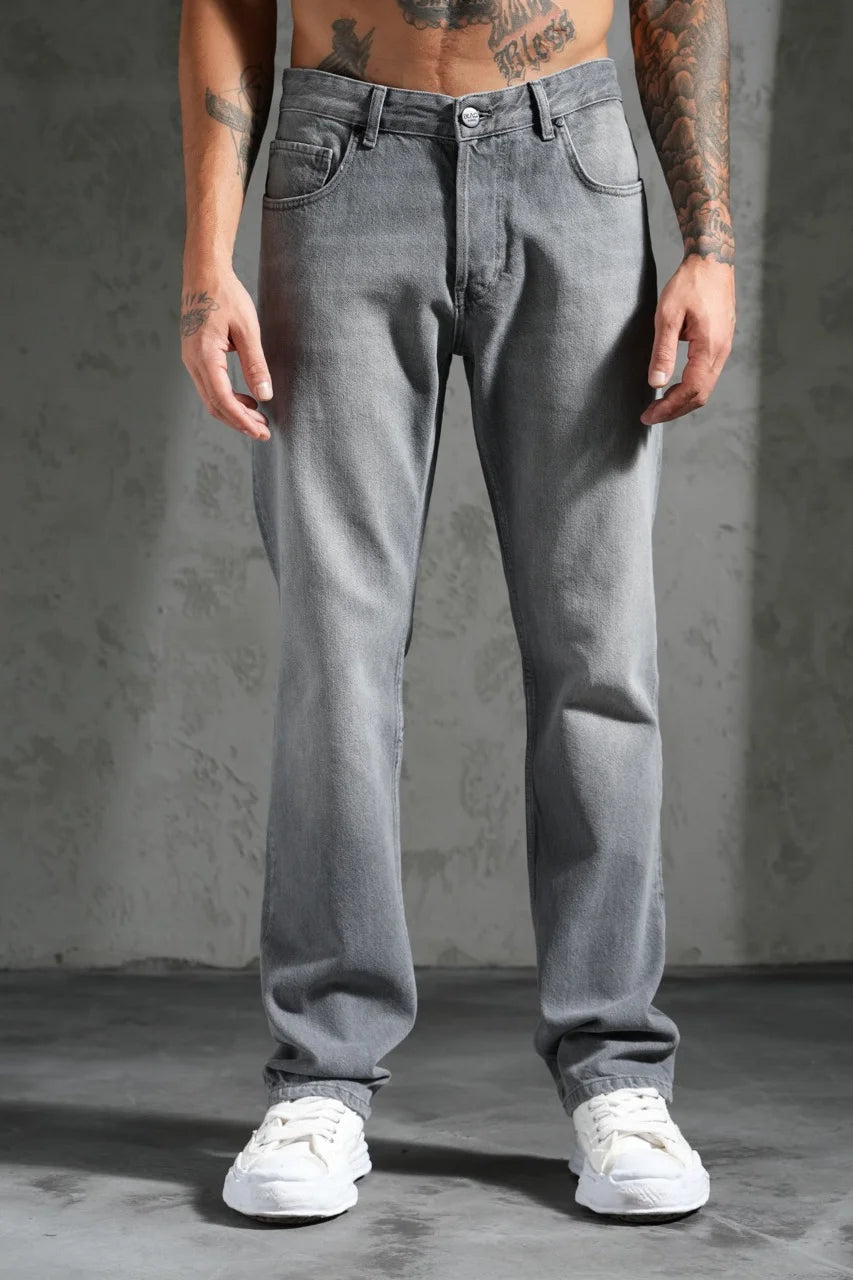 Pantalon jean coupe droite basique gris | Lyon