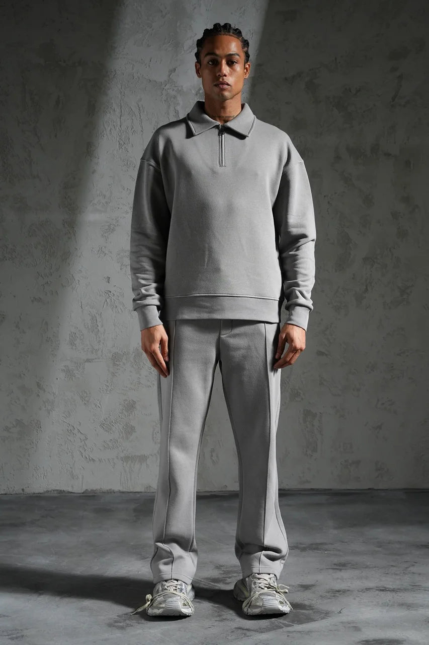 Ensemble pull col zippé et pantalon coupe droite Anthracite | Lyon