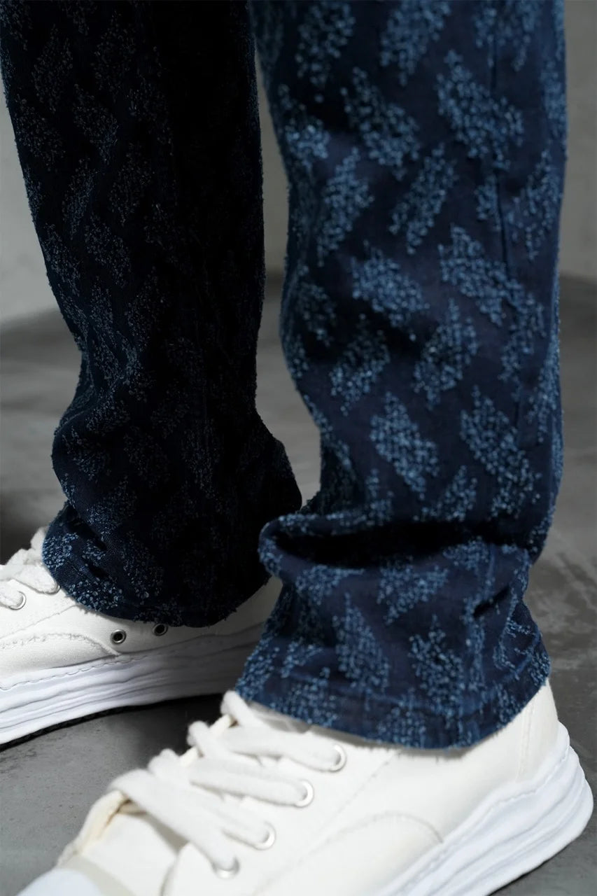 Pantalon Jean coupe droite élastique à motifs Bleu | Lyon