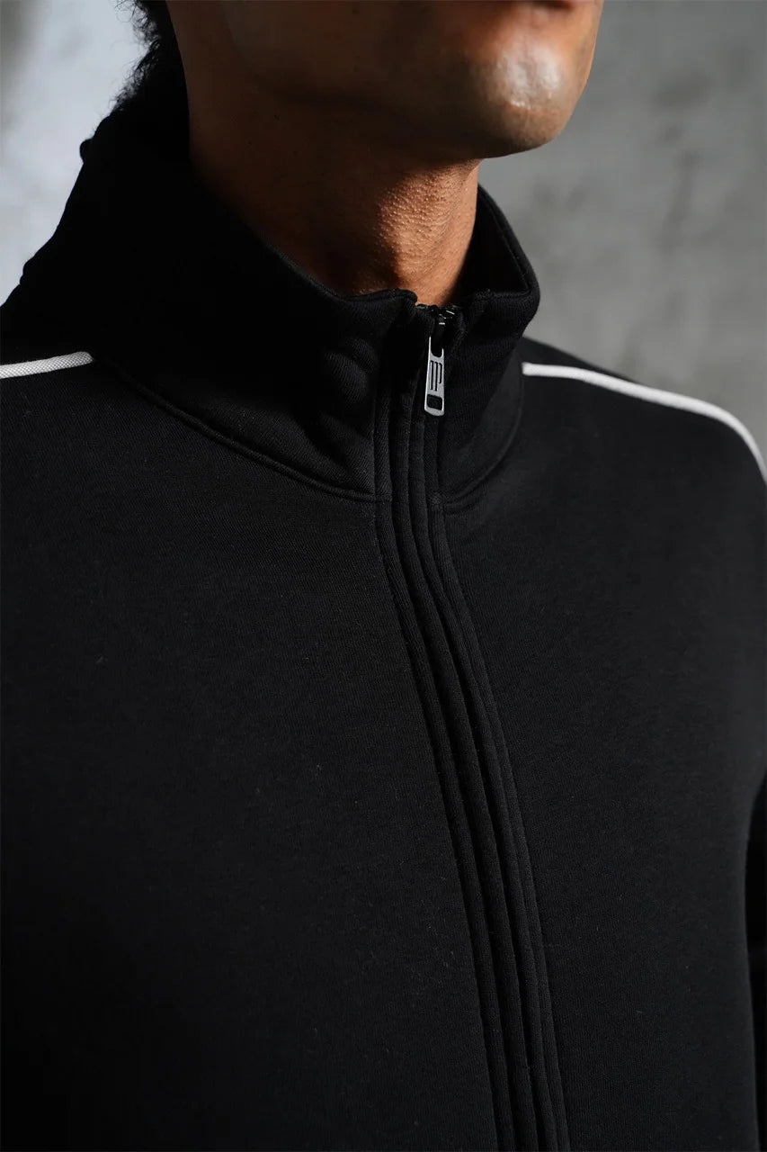 Ensemble basique de couleur noir pantalon coupe droite et veste sans capuche | Lyon