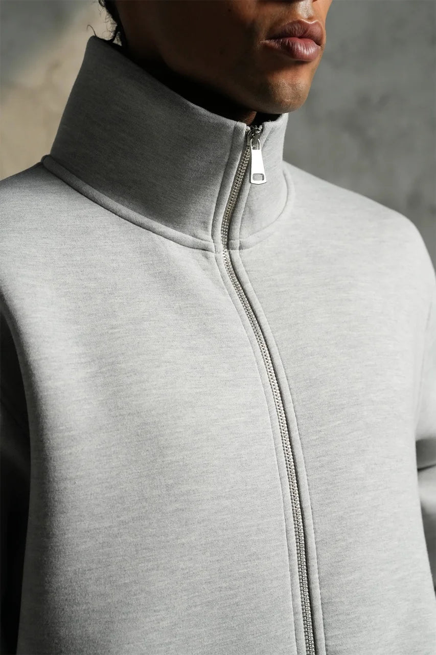 Ensemble basique aspect neoprene de couleur grise pantalon coupe droite et veste sans capuche| Lyon