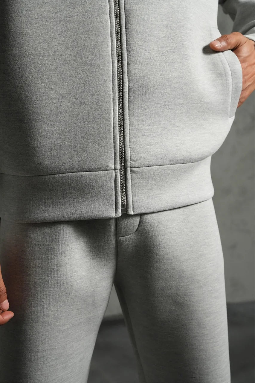 Ensemble basique aspect neoprene de couleur grise pantalon coupe droite et veste sans capuche| Lyon