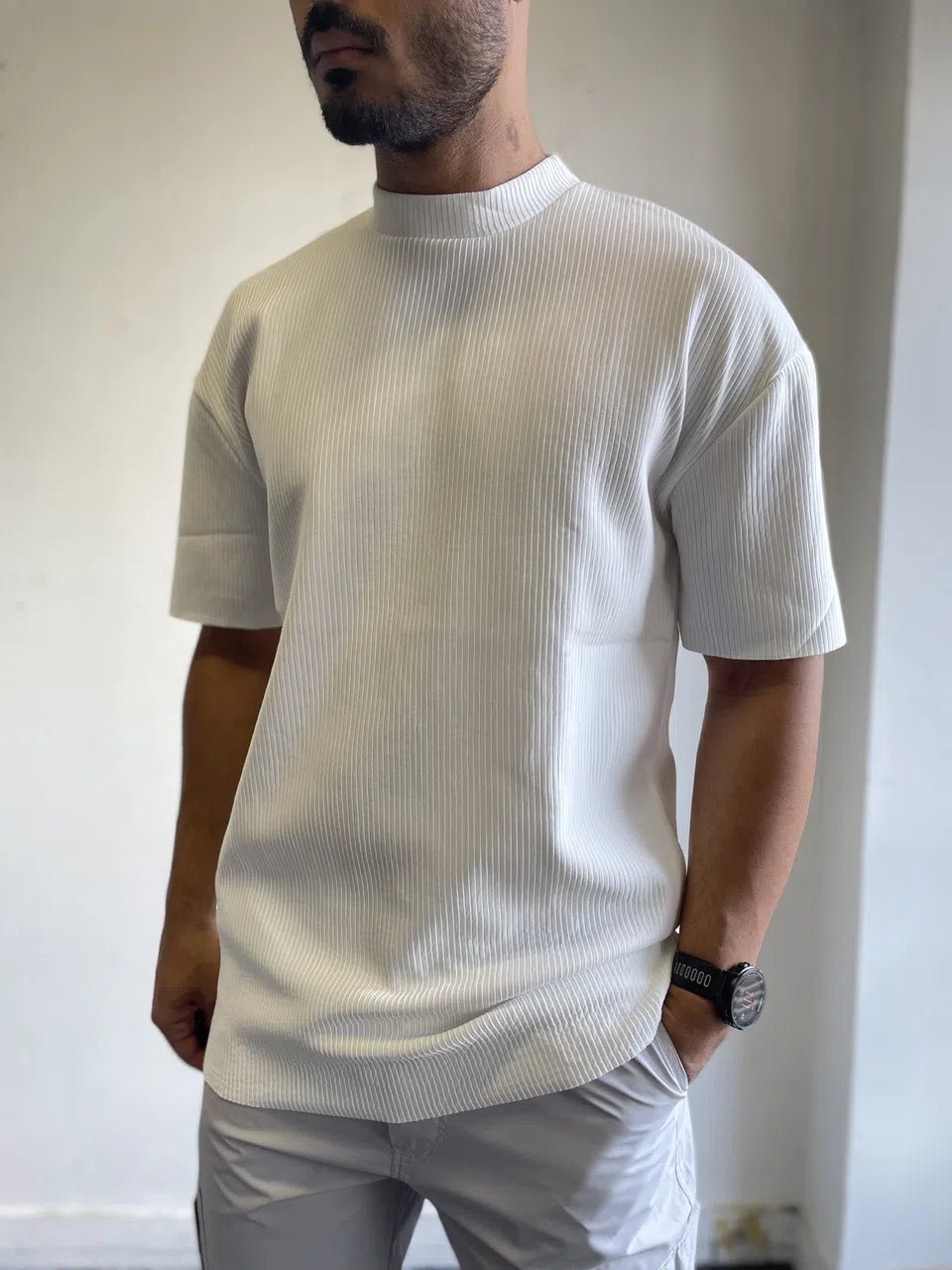 T-shirt plissé simple SET Blanc