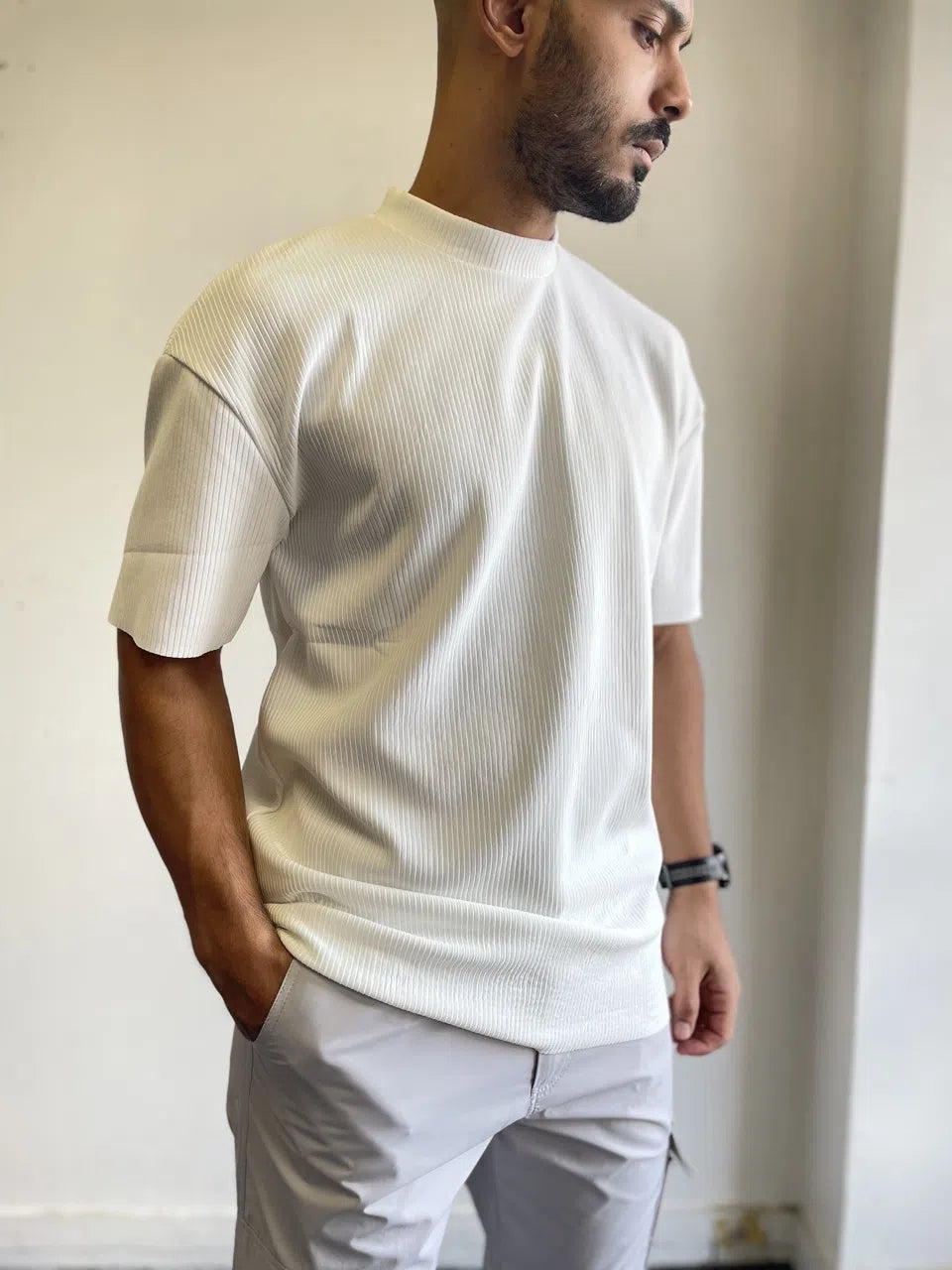 T-shirt plissé simple SET Blanc