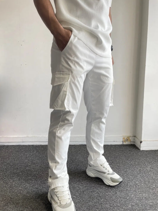 Pantalon cargo Blanc simple trois boutons