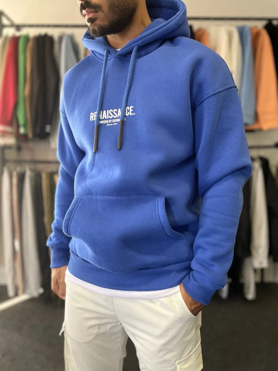 Sweat-shirt à capuche Bleu Renaissance