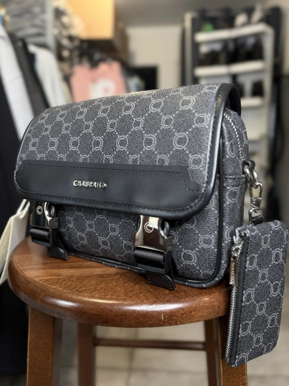 Sacoche à rabat, bandoulière CHABRAND NOIRE Mini sigles| LYON