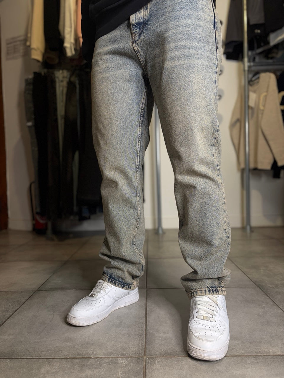 Pantalon jean coupe droite basique gris | Lyon