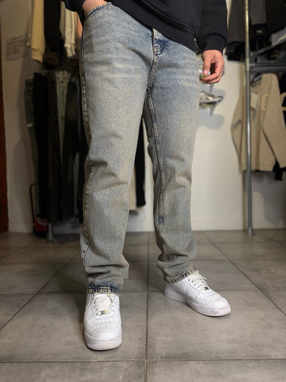 Pantalon jean coupe droite basique gris | Lyon