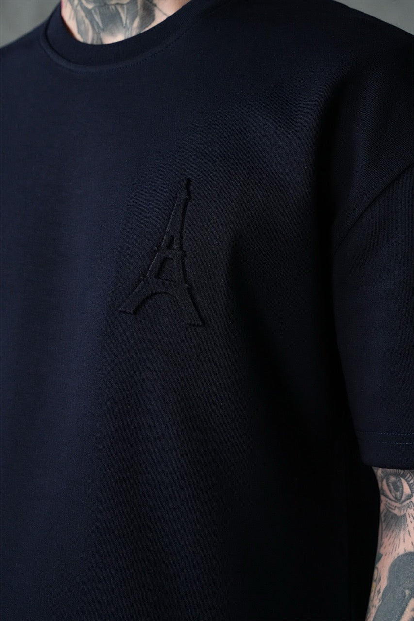 Ensemble épais oversize t-shirt Pantalon bleu marine motif Tour Eiffel | Lyon