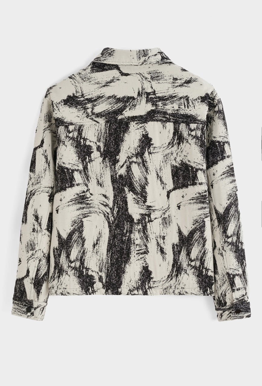 Veste noire beige zippée taches peinture| Lyon