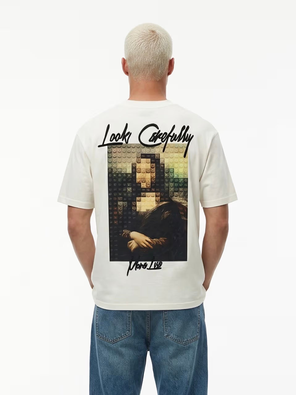 T-shirt oversize Mona lisa blanc