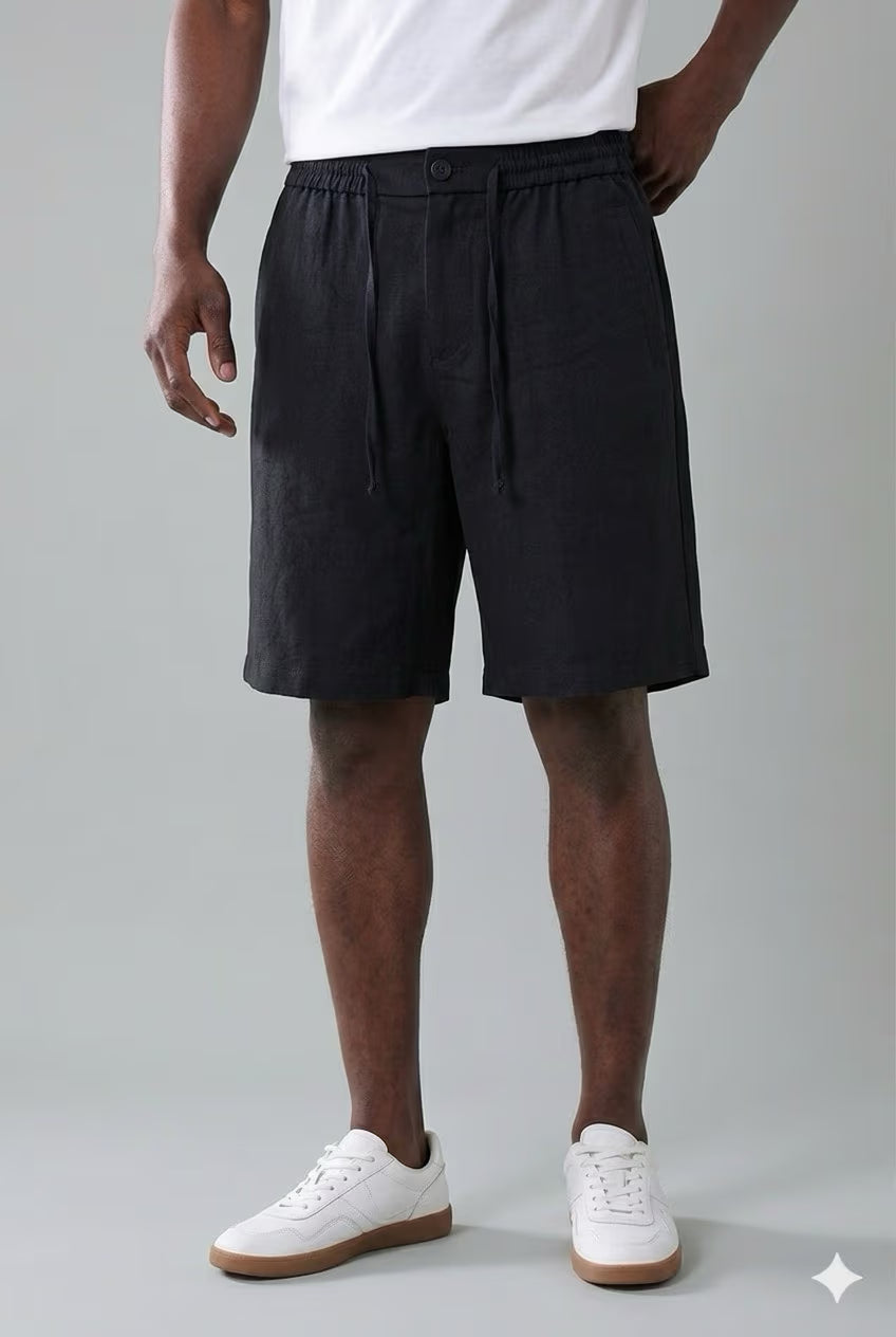 Short aspect lin de couleur noire