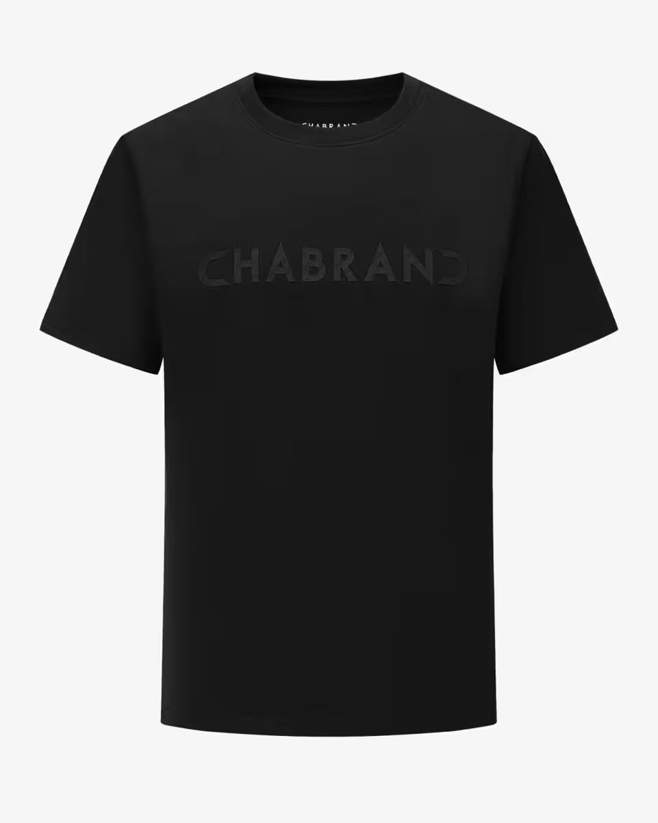 T-shirt noir coton uni logo silicone Chabrand | Lyon