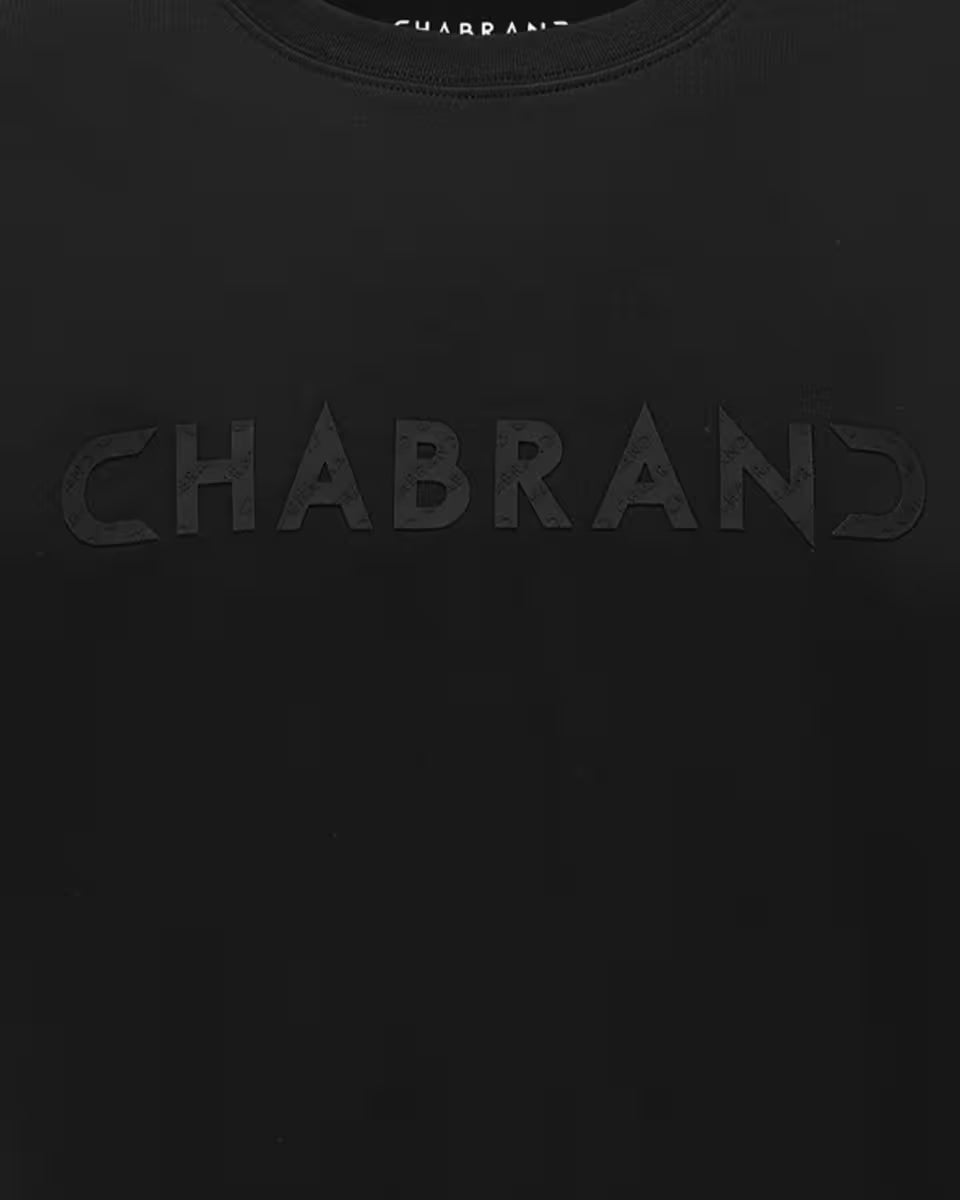 T-shirt noir coton uni logo silicone Chabrand | Lyon