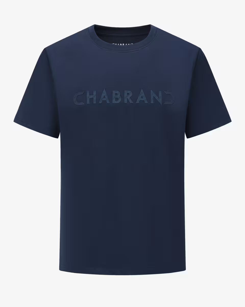 T-shirt bleu marine coton uni logo silicone Chabrand | Lyon