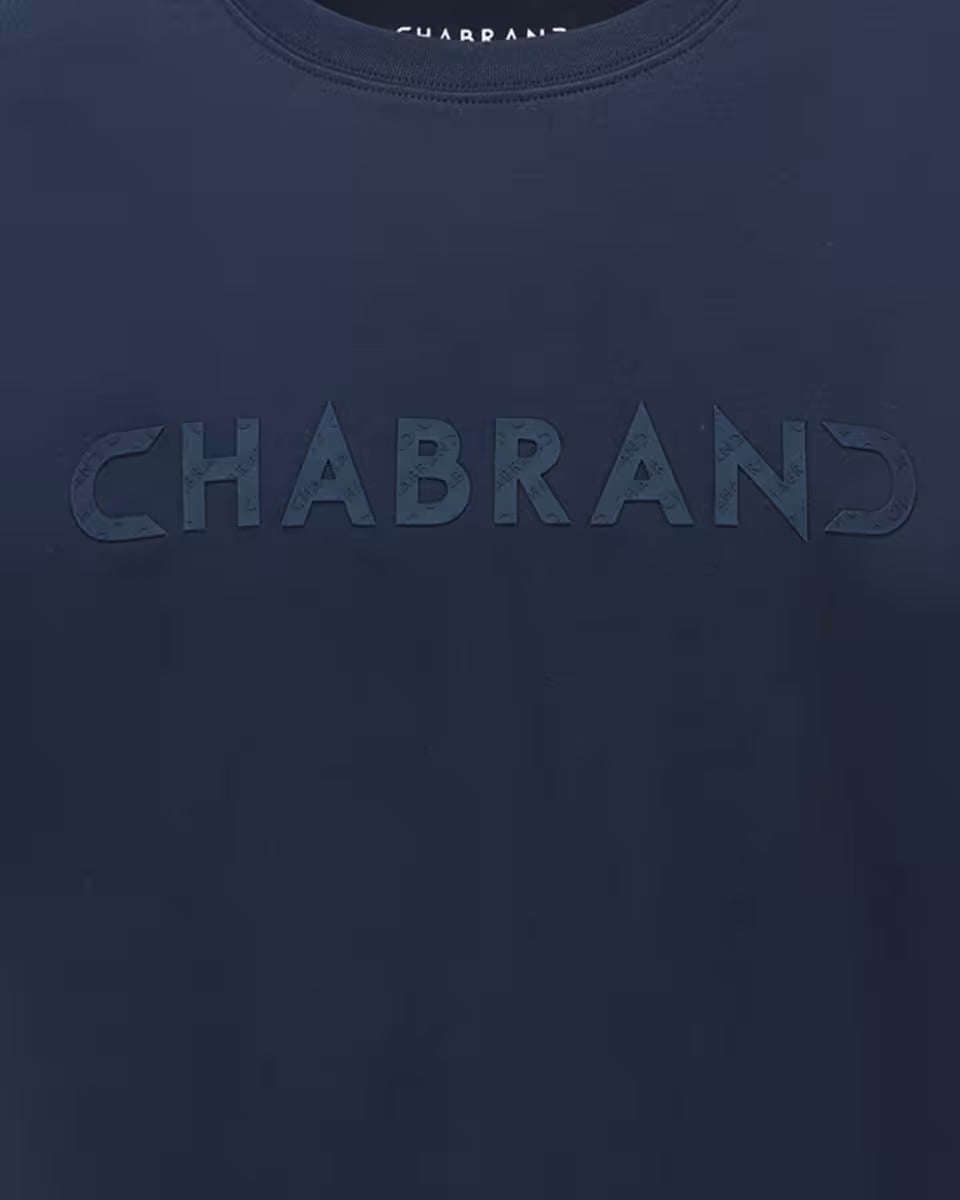 T-shirt bleu marine coton uni logo silicone Chabrand | Lyon