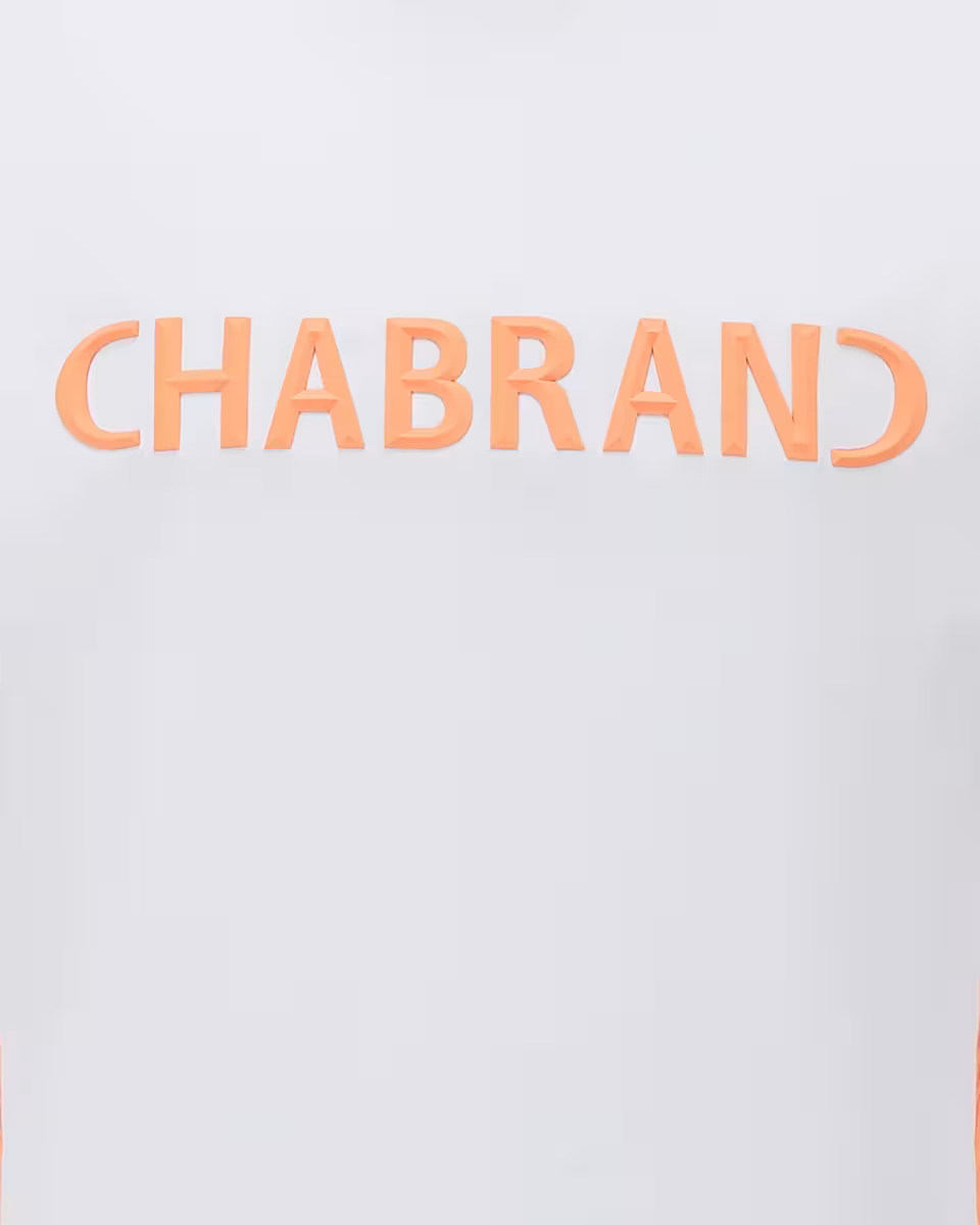 T-shirt blanc/orange logo relief Chabrand | Lyon