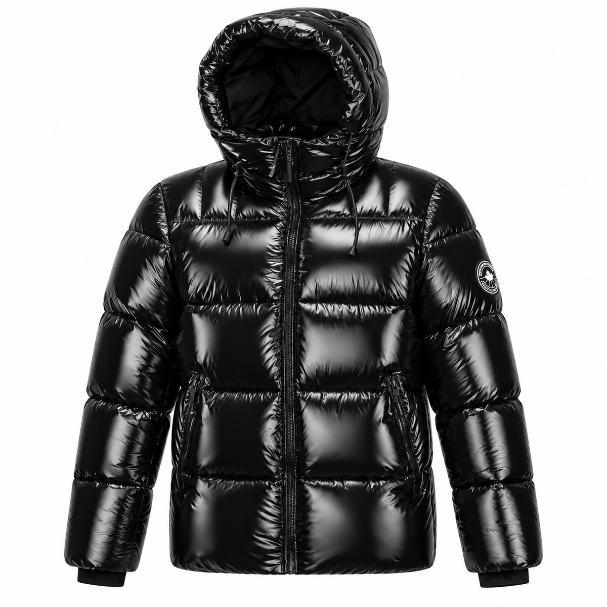 Doudoune noire brillante PARAGOOSE TIMES à capuche – vue de face