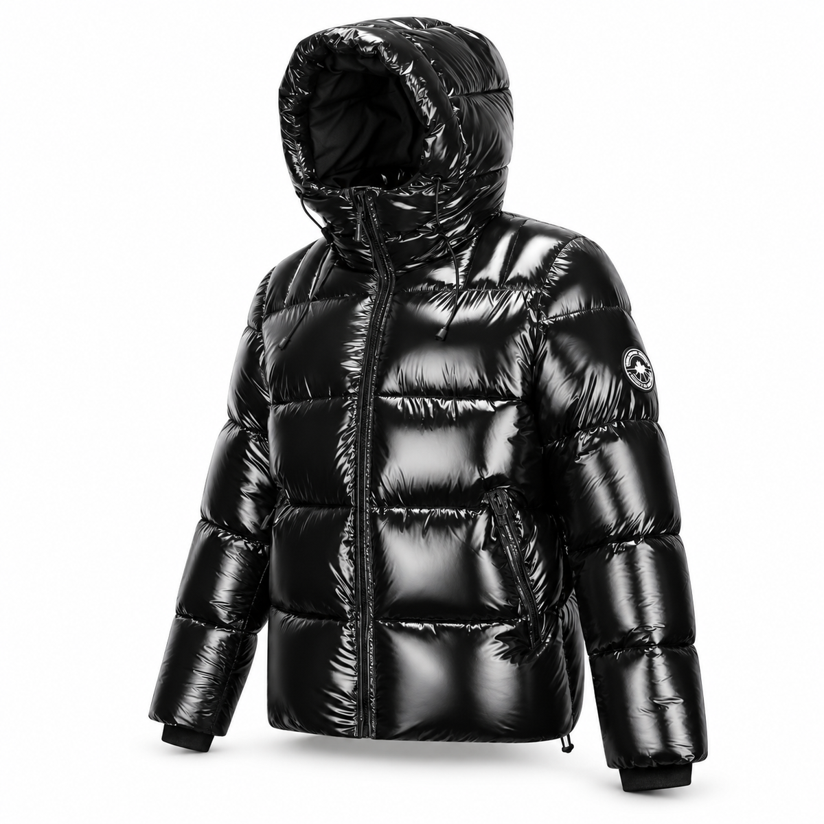 Doudoune noire brillante PARAGOOSE TIMES – vue trois quarts